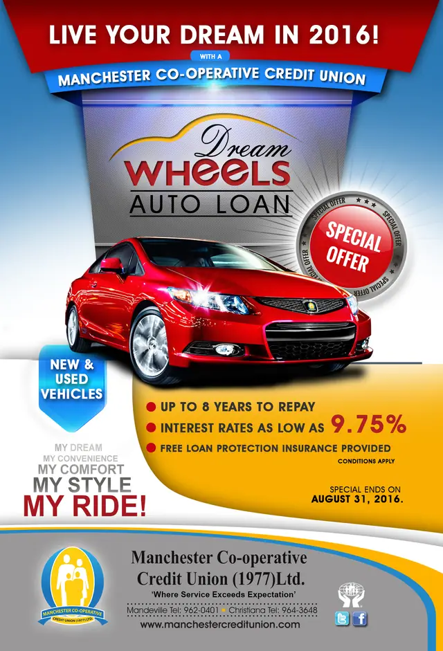 Car loan flyer for Manchester Co-op Credit Union