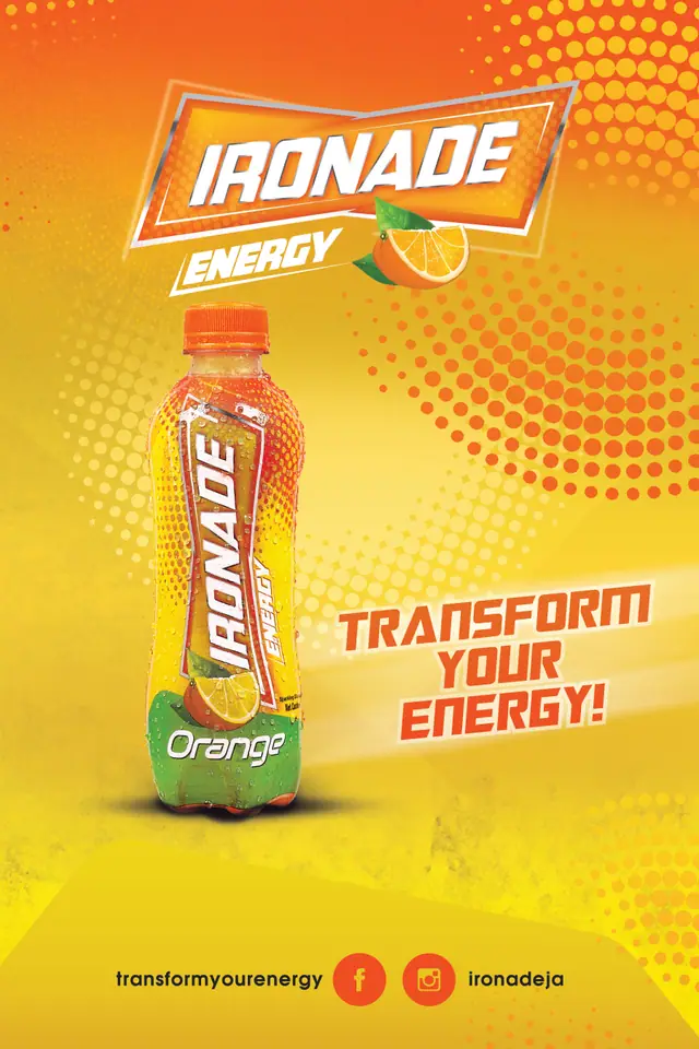 Ironade orange flavour poster for Wisynco