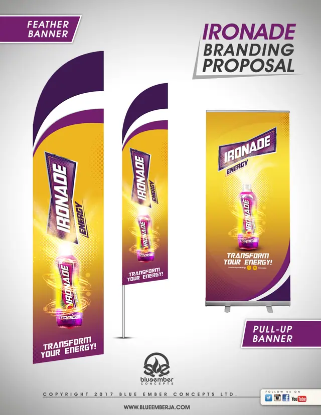 Ironade feather and pull-up banners
